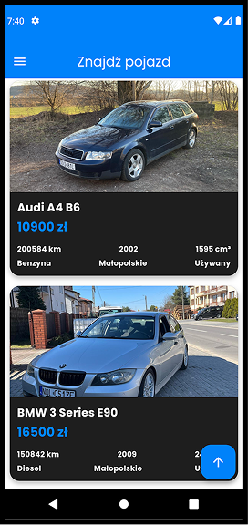 Zrzut ekranu aplikacji Motolink
