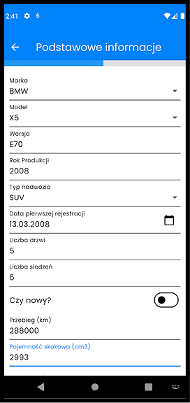 Zrzut ekranu aplikacji Motolink